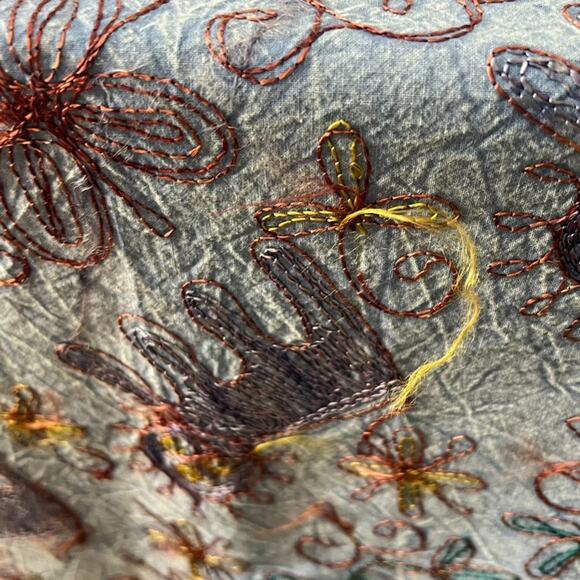 Vintage Uzbek Embroidery Suzani Bed Cover Table Cloth Throw 86"x104" Floral - Picture 8 of 11